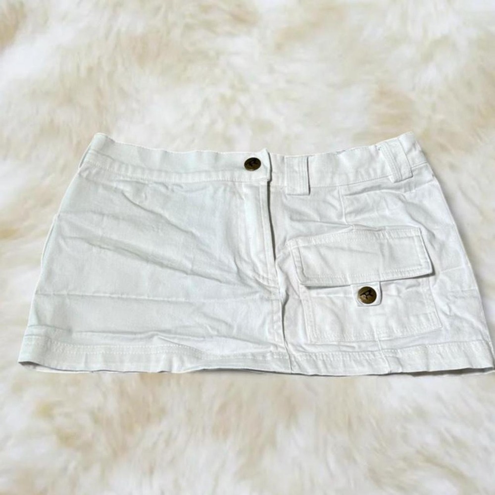 Rampage White Cargo Mini Skirt Y2K Utility Low Rise Denim Skirt Size 0